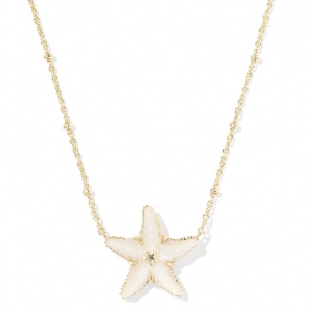 Kendra Scott Parker Starfish Gold Short Mother of Pearl Pendant Necklace New - Picture 2 of 7